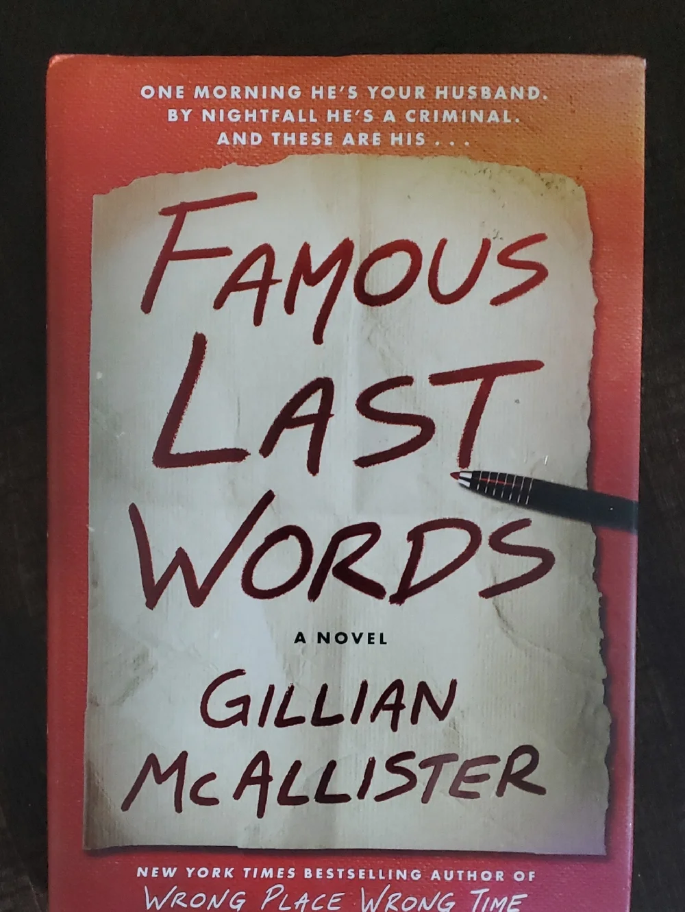 Famous Last Words by Gillian McAllister- Adult Fiction Book